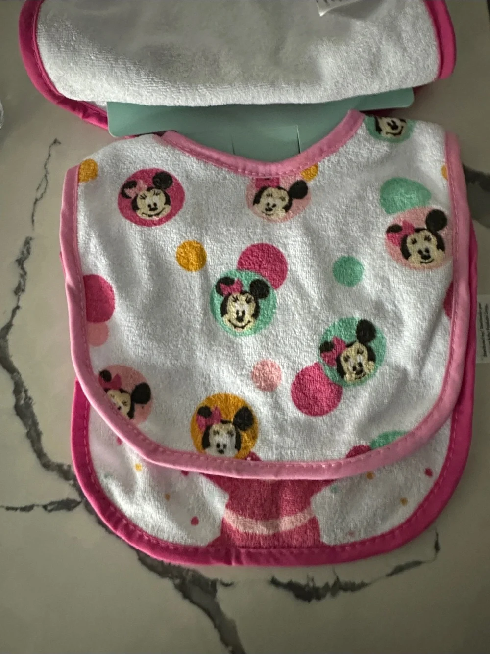 Disney Minnie Mouse Pink and White Baby Bibs - Set of 3
